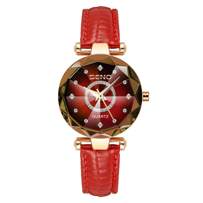 Reloj de cristal para mujer, marca superior de lujo, oro rosa, pulsera, femenino
