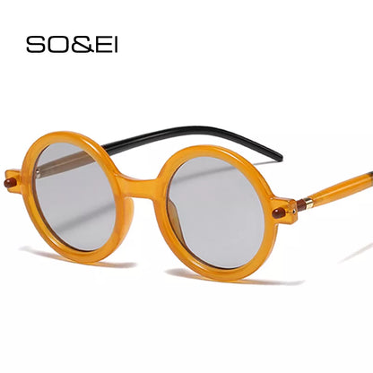 Popular Fashion Round Sunglasses Women Retro Double Color Clear Lens Glasses 