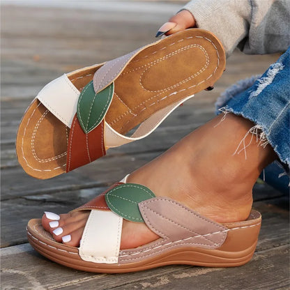 Sandalias de verano, zapatos transpirables para caminar para mujer, zapatos sin cordones para mujer, sandalias de cuña, calzado Retro para mujer, zapatilla