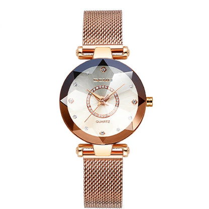 Reloj de cristal para mujer, marca superior de lujo, oro rosa, pulsera, femenino