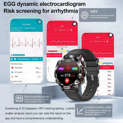 Reloj inteligente con diagnóstico médico de IA 2024, llamadas Bluetooth, monitor de glucosa en sangre, lípidos, ácido úrico, VFC, ECG, para hombres y mujeres