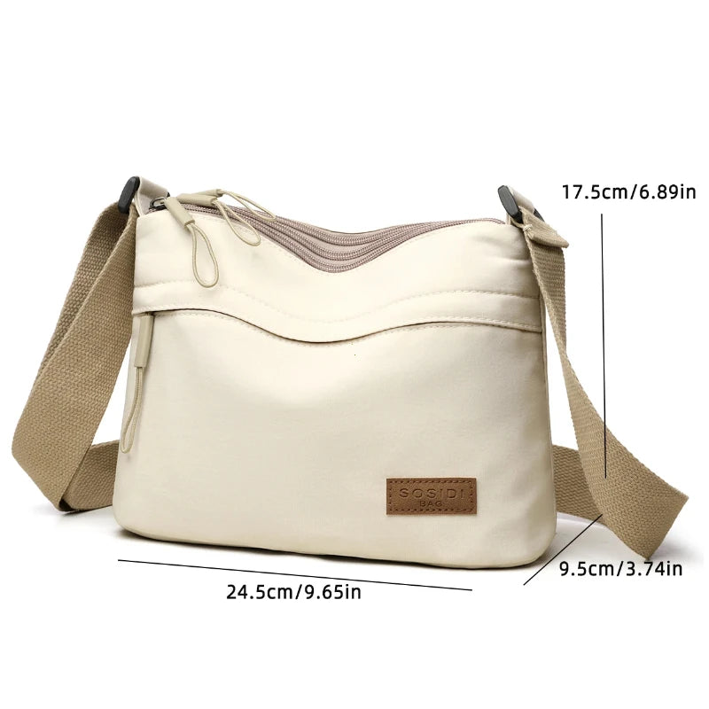Bolso de hombro tipo bandolera de alta capacidad con 3 bolsillos principales para mujer