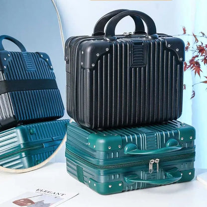 14 inch mini travel suitcase cosmetic box carry on luggage organizer makeup case small password box boarding case