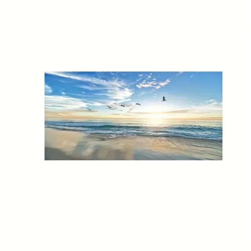 Pósteres artísticos de pared de puesta de sol de playa, pintura en lienzo de paisaje grande, impresión, imagen de decoración de pared nórdica para decoración del hogar sin marco