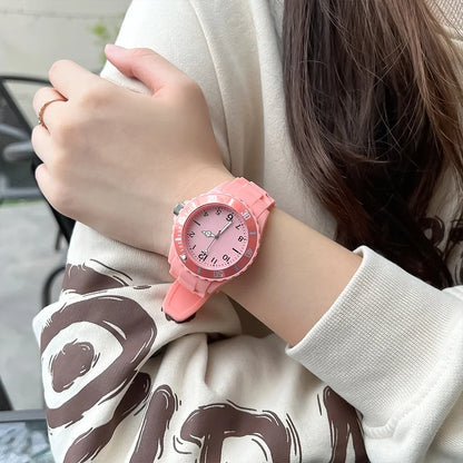 Relojes casuales de moda, reloj de cuarzo de silicona para mujer, reloj clásico vintage para estudiantes, relojes de pulsera electrónicos para parejas de estudiantes