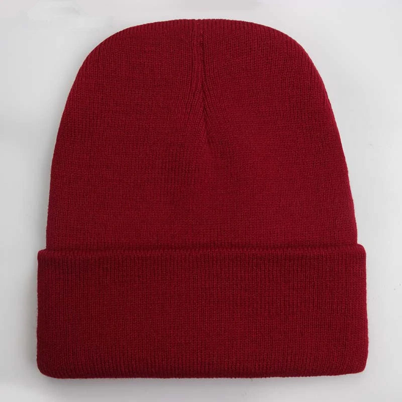 Gorro Unisex liso Otoño Invierno mezclas de lana Gorro de punto suave y cálido hombres mujeres