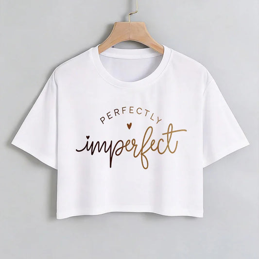 Camisetas Cortas Sexys con Estampado de Letras Gráficas  para mujer