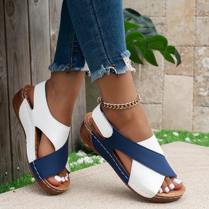 Sandalias de cuña de verano para mujer, zapatos de playa cómodos y antideslizantes con plataforma de piel sintética y plataforma romana, varios colores