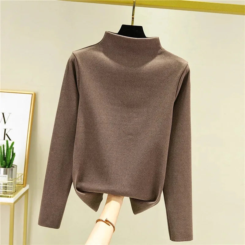 Camisa gruesa de manga larga con Base de forro polar de doble cara para mujer