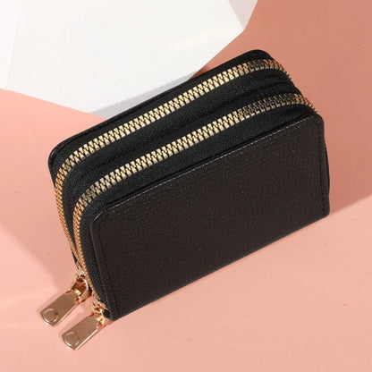 Monedero de estilo corto con cremallera para mujer, monedero con estampado de lichi