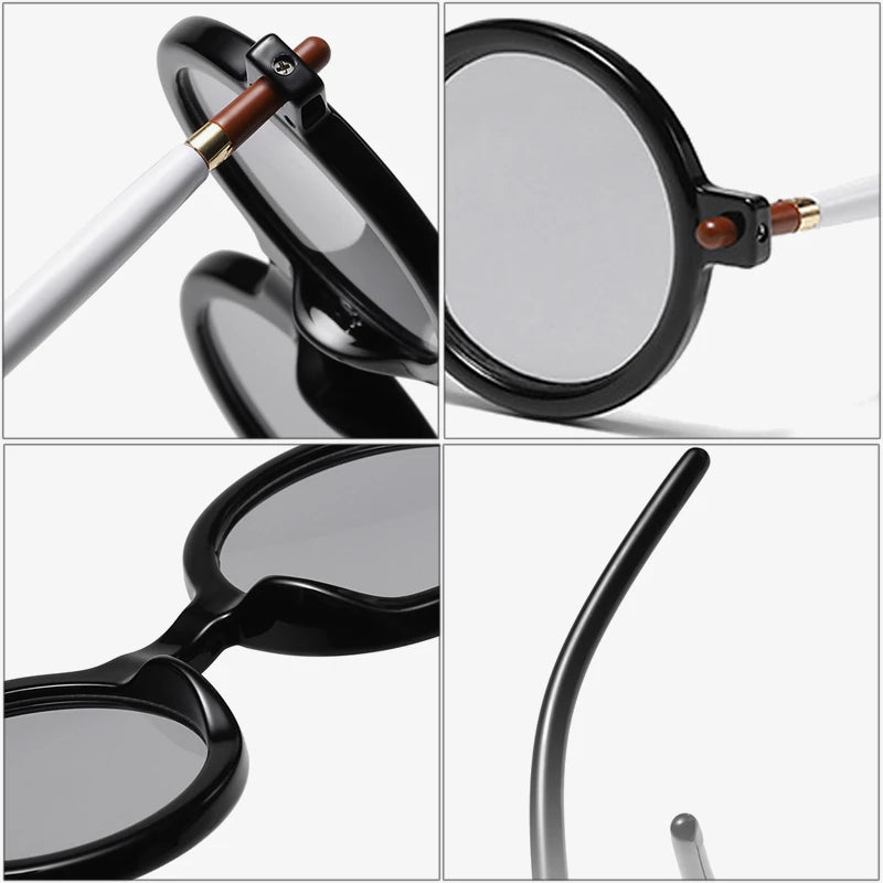 Popular Fashion Round Sunglasses Women Retro Double Color Clear Lens Glasses 