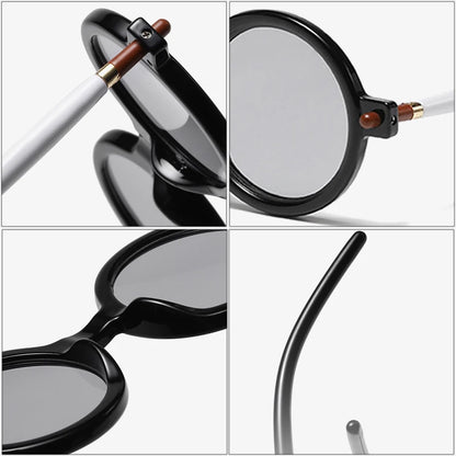 Popular Fashion Round Sunglasses Women Retro Double Color Clear Lens Glasses 