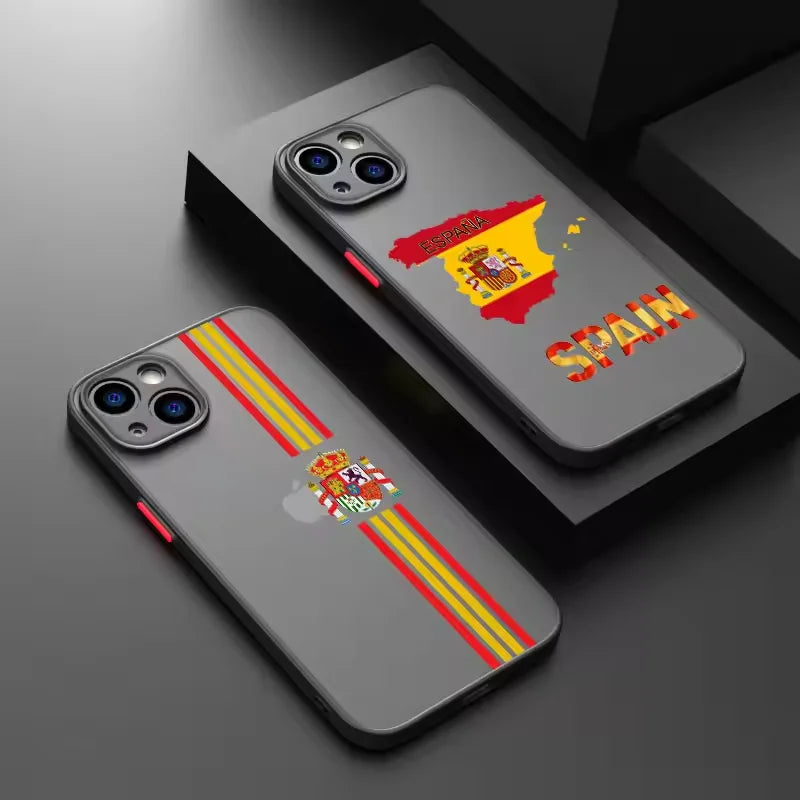 Funda mate transparente con emblema nacional de la bandera española para iPhone 16, 15, 14, 13, 12, 11 Pro, XR, XS Max, 7, 8 Plus, suave, Y2K
