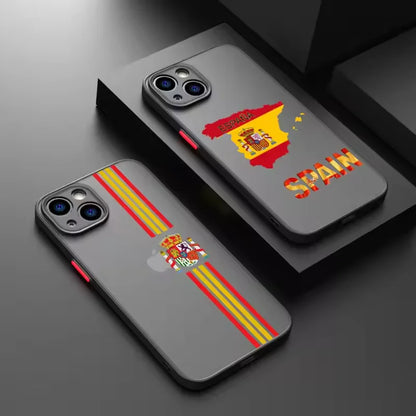 Funda mate transparente con emblema nacional de la bandera española para iPhone 16, 15, 14, 13, 12, 11 Pro, XR, XS Max, 7, 8 Plus, suave, Y2K