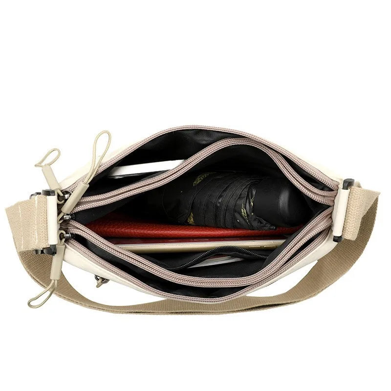 Bolso de hombro tipo bandolera de alta capacidad con 3 bolsillos principales para mujer