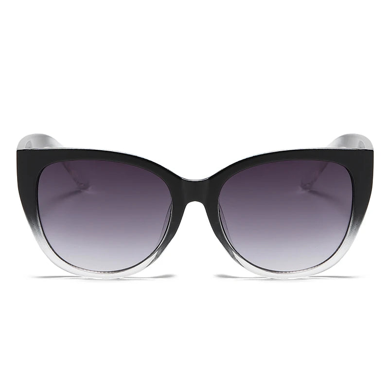 Gafas de sol estilo ojo de gato estilo retro para mujer, lentes de sol de marca con degradado, diseño sencillo de pierna ancha, unisex, con protección UV400
