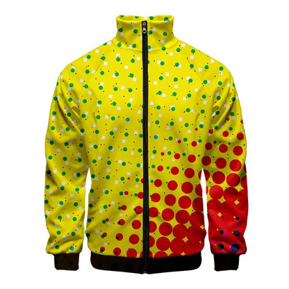 Chaqueta unisex con estampado de puntos coloridos para hombre y mujer, abrigo de manga larga con patrón de moda Pop, Tops de calle de gran tamaño, chaquetas con cremallera, primavera y otoño