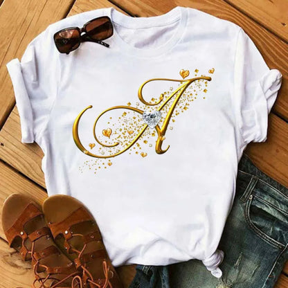 Camiseta de combinación de letras con nombre personalizado para mujer