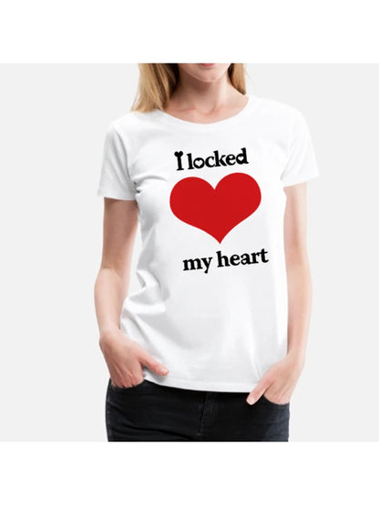 Cerré mi corazón, encontré la llave, camiseta de pareja de amantes, camisetas divertidas de verano para hombres y mujeres, camisetas casuales, camisetas para parejas, ropa a juego