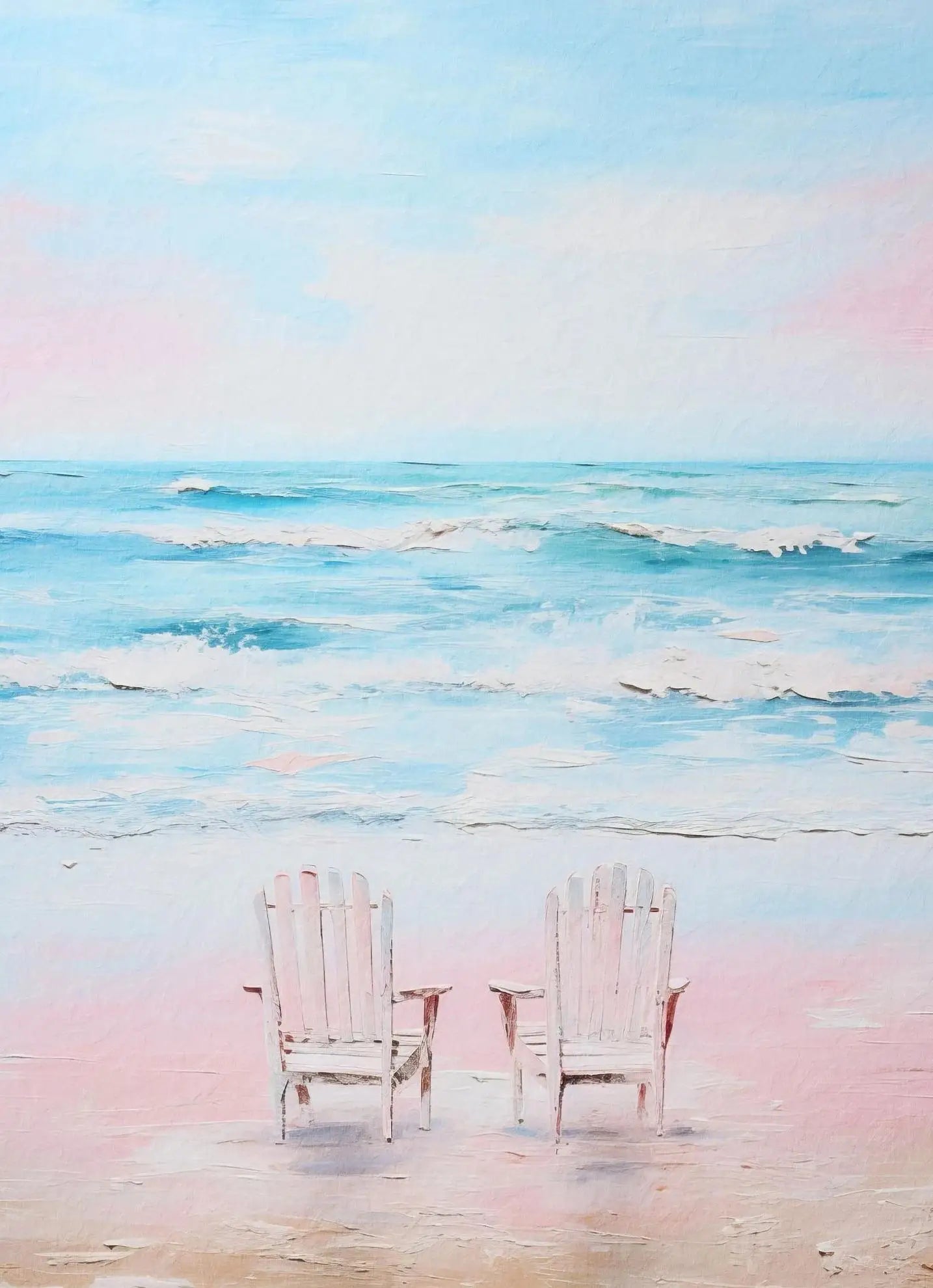 Azul rosa ondas playa atardecer palmeras océano paisaje arte cartel lienzo pintura al óleo Villa dormitorio pared del hogar decoración moderna