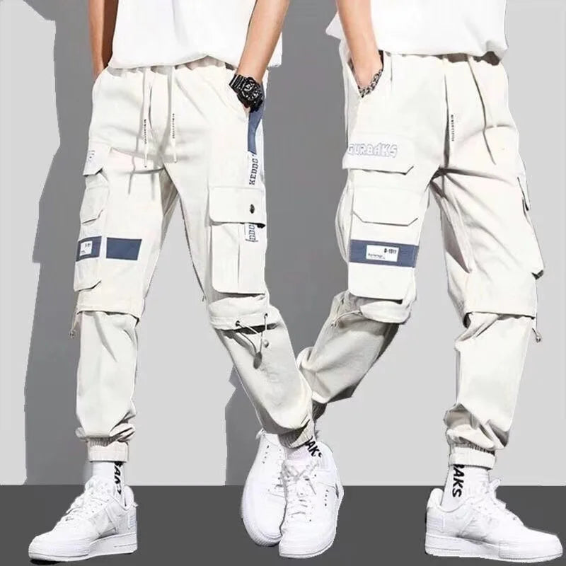 Pantalones holgados, versátiles, de color liso y talla grande para hombre