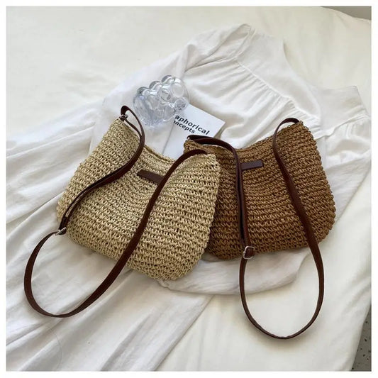 Women Straw Crossbody Bag Woven Shoulder Bag Fashion Beach Holiday Shopping Summer Handbag