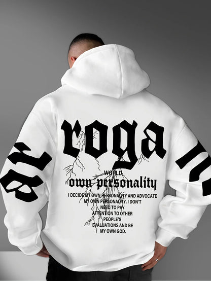 Sudadera con capucha cómoda y suave con estampado de letras a la moda para hombre, ropa de estilo callejero urbano para exteriores