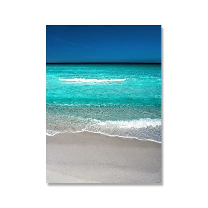 Pintura en lienzo para pared, arte nórdico, puesta de sol, arena, mar, playa, ondas, océano, Palma, póster, imagen Modular de paisaje marino para decoración para sala de estar