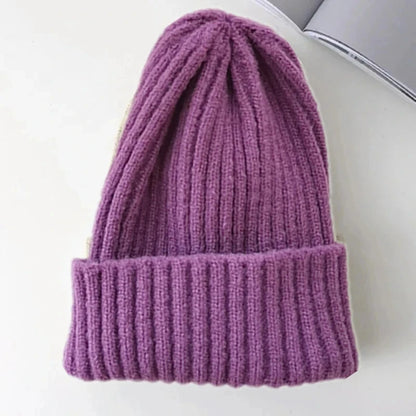 Nuevo gorro de invierno de colores caramelo, gorro tejido para mujer, gorro cálido y suave a la moda, gorro de lana estilo , gorro elegante que combina con todo