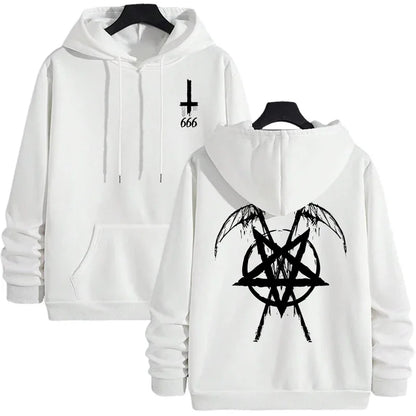 sudaderas con capucha de moda para hombre con estampado de pentagrama de Satán Otoño Invierno ropa deportiva Casual moda urbana sudaderas con capucha para hombre Top prendas de vestir