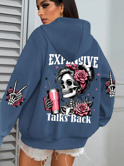 Sudadera con capucha con estampado divertido para mujer, jerséis ropa deportiva de lana para otoño, Sudadera con capucha informal con bolsillo