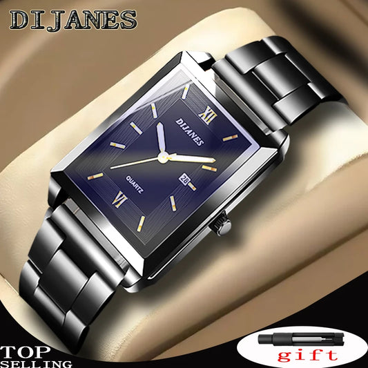 Luxury Men's Watch Fashion Quartz Wristwatch Stainless Steel Chain Bracelet 