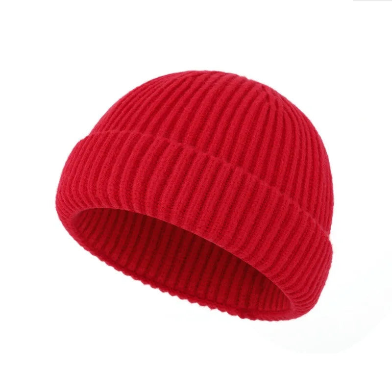 Gorro de punto de invierno, gorro de hip hop de color sólido, gorros y gorros unisex