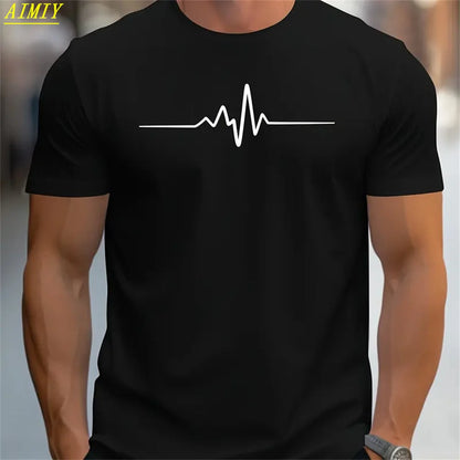 Camiseta de moda de verano con estampado de letras y rayas 3D para hombre, estilo hip hop, estilo Harajuku, informal, de cuello redondo, de gran tamaño