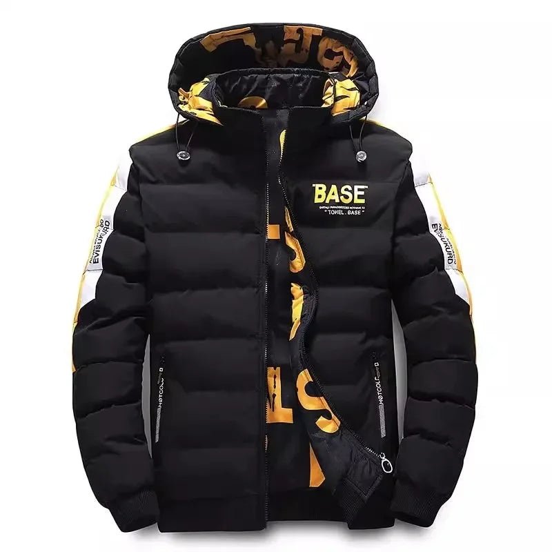 Chaqueta de algodón de otoño e invierno para hombre, chaqueta gruesa acolchada y cálida, nueva ropa de doble cara, gorra extraíble