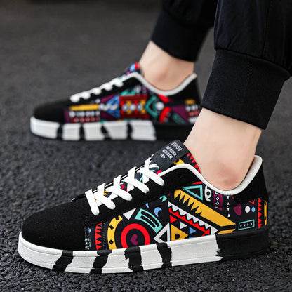 Zapatos vulcanizados rojos de alta calidad para hombre, zapatillas informales Unisex, zapatillas planas con grafiti a la moda de 46 tamaños, zapatos de Skateboard para hombre