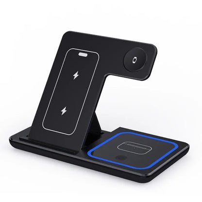 Cargador inalámbrico rápido LED de 30 W, estación de carga plegable 3 en 1 para iPhone 15, 14, 13, 12, 11, Apple Watch 9, 8, 7, 6, 5 y Airpods Pro