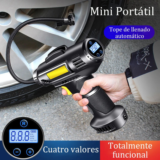 Bomba de inflado de coche inalámbrica de 120 W con pantalla digital inteligente, portátil, con cable, compresor de aire para neumáticos.