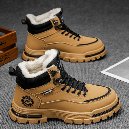 Botas de nieve nuevas de invierno para hombres, zapatos de algodón cálidos de caña alta de lana de invierno