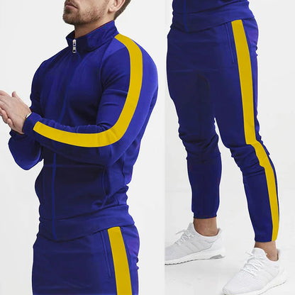 Conjunto deportivo de 2 piezas para hombre, ropa informal de cuello alto, a la moda, para primavera y otoño