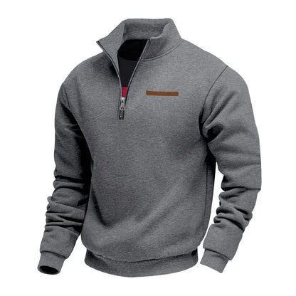 Suéter de manga larga de lana pesada para hombre, jersey holgado con media cremallera y cuello levantado, otoño e invierno