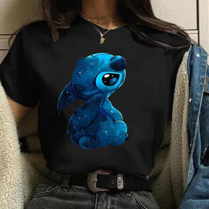 Camiseta divertida de dibujos animados de Stitch de Disney de los años 90 para mujer, camiseta de Lilo y Stitch, camiseta gráfica, ropa de calle, camisetas, ropa femenina