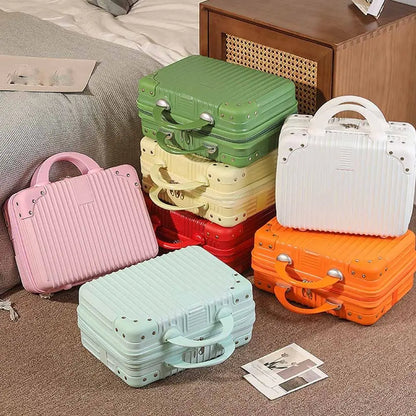 14 inch mini travel suitcase cosmetic box carry on luggage organizer makeup case small password box boarding case