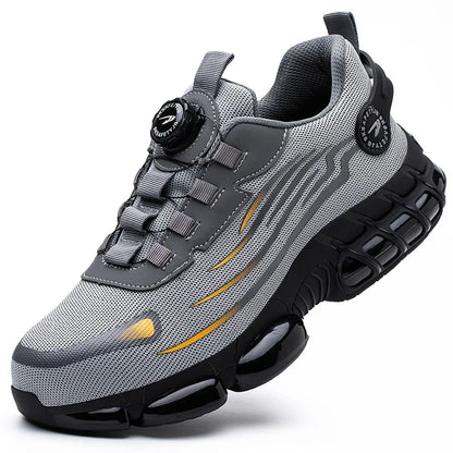Zapatos de seguridad con botón giratorio para hombre, antigolpes y antiperforación, calzado de trabajo, calzado deportivo de seguridad a la moda, botas protectoras de seguridad para hombre.