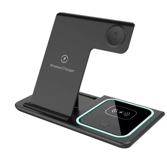 Cargador inalámbrico rápido LED de 30 W, estación de carga plegable 3 en 1 para iPhone 15, 14, 13, 12, 11, Apple Watch 9, 8, 7, 6, 5 y Airpods Pro