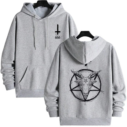 Sudaderas con capucha con estampado demoníaco para hombre, ropa de calle, sudadera gótica de Satán, Jersey informal para otoño e invierno, chándal superior