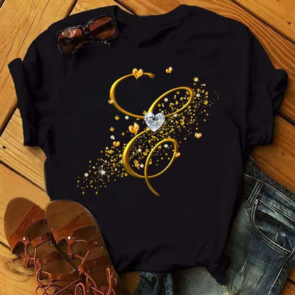 Camiseta de combinación de letras con nombre personalizado para mujer