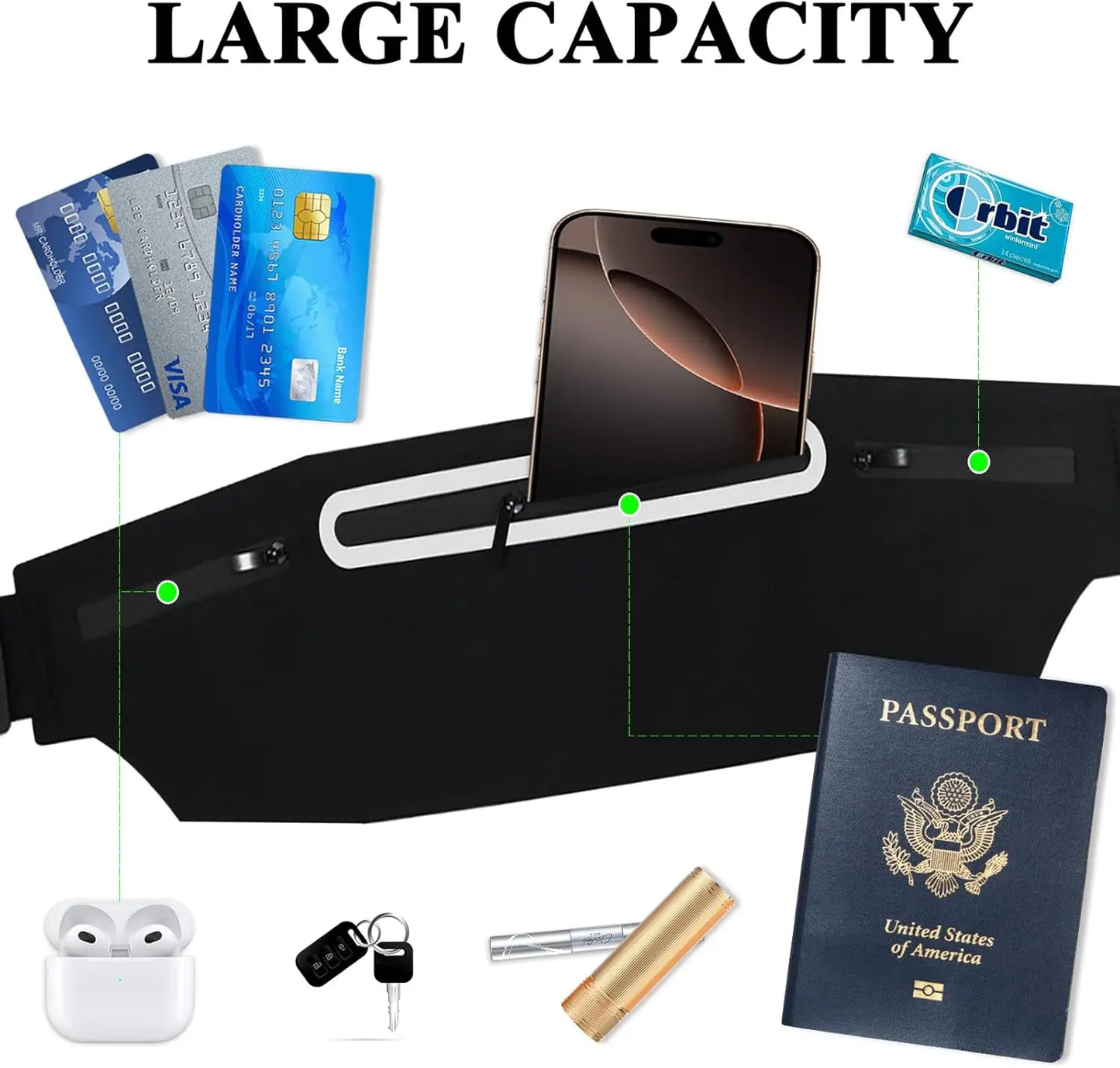 Riñonera impermeable para correr, cinturón ajustable para hombres y mujeres, bolsas ajustadas para correr, portátil, para correr, gimnasio, deportes, bolsa para teléfono móvil