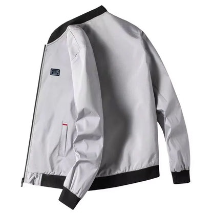 Chaqueta  para hombre de manga larga, chaqueta de ciclismo a prueba de viento, chaqueta informal con cremallera sólida, otoño