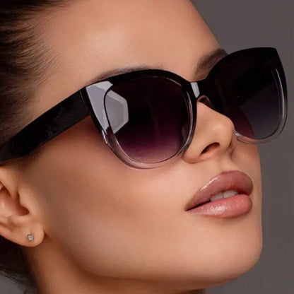 Gafas de sol estilo ojo de gato estilo retro para mujer, lentes de sol de marca con degradado, diseño sencillo de pierna ancha, unisex, con protección UV400